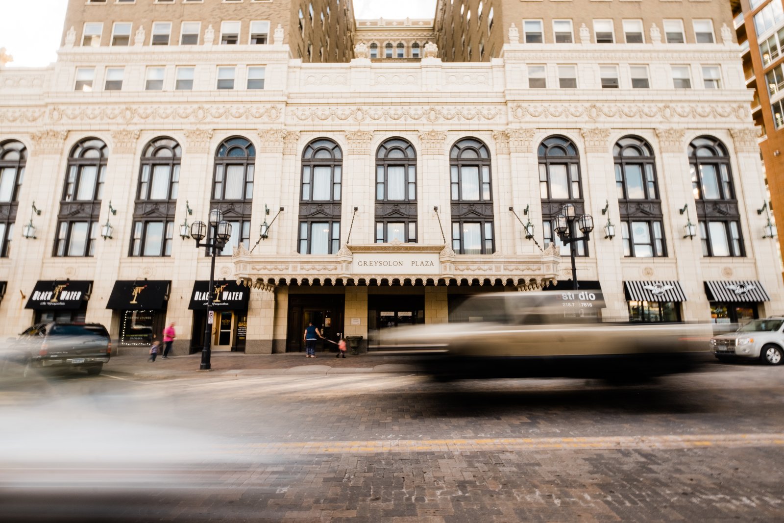 Greysolon Plaza entrance — historic downtown Duluth wedding venue, spring — Tim Larsen Photography, Duluth MN