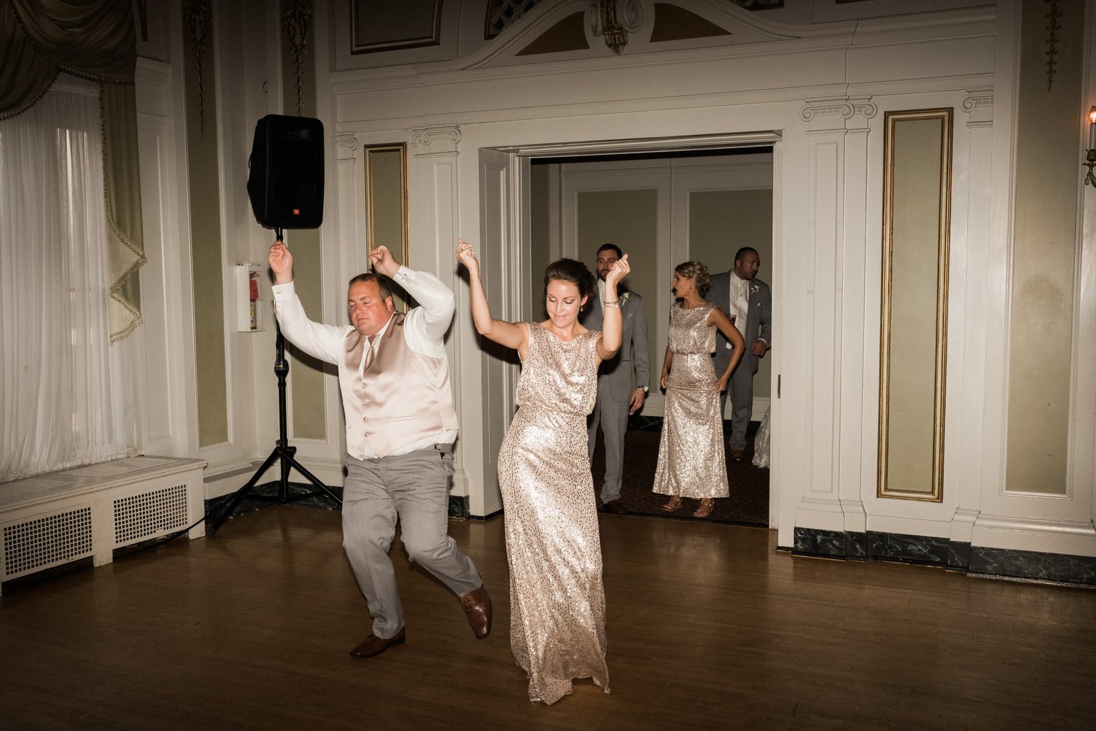 Reception dance floor energy at the Greysolon Ballroom — autumn — Tim Larsen Photography, Duluth MN