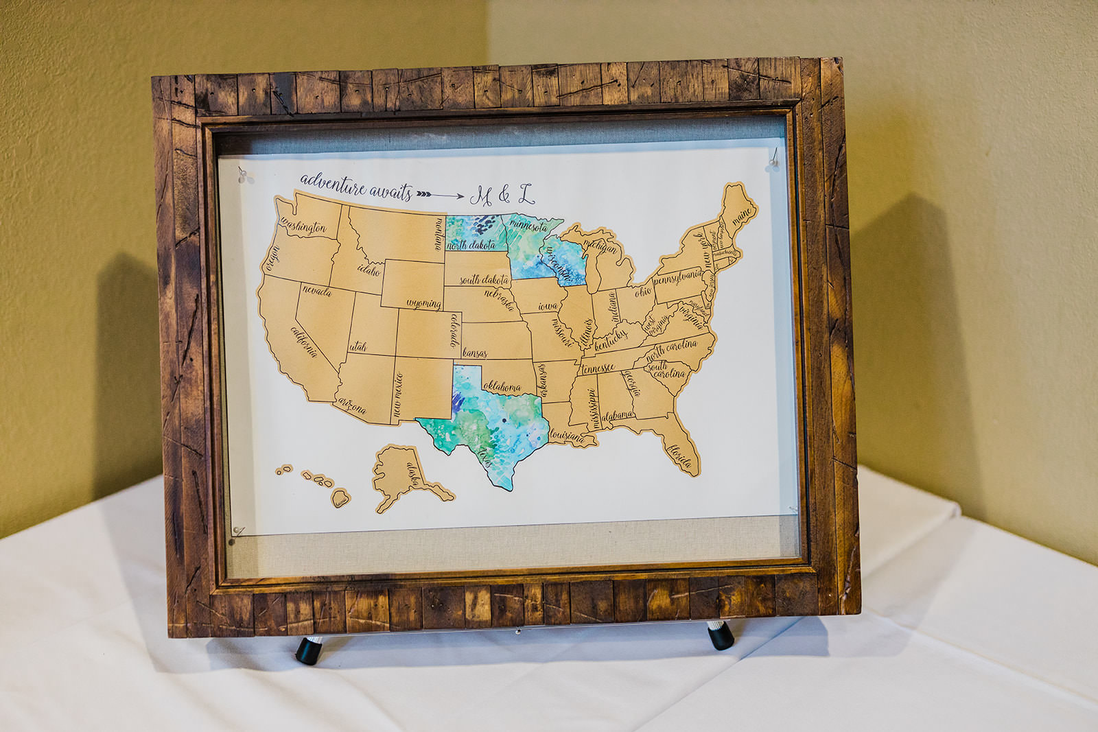 Watercolor map guest book — adventure awaits at Grand View Lodge — Tim Larsen Photography, Brainerd Lakes MN