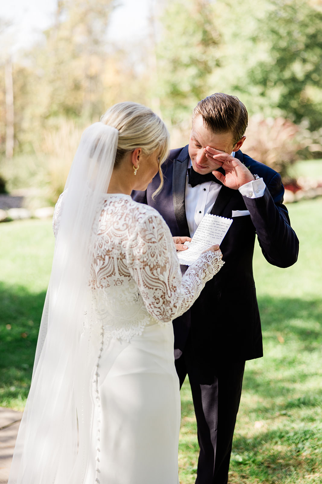 Couple laughing after the first look at Grand View Lodge — Tim Larsen Photography, Brainerd Lakes MN