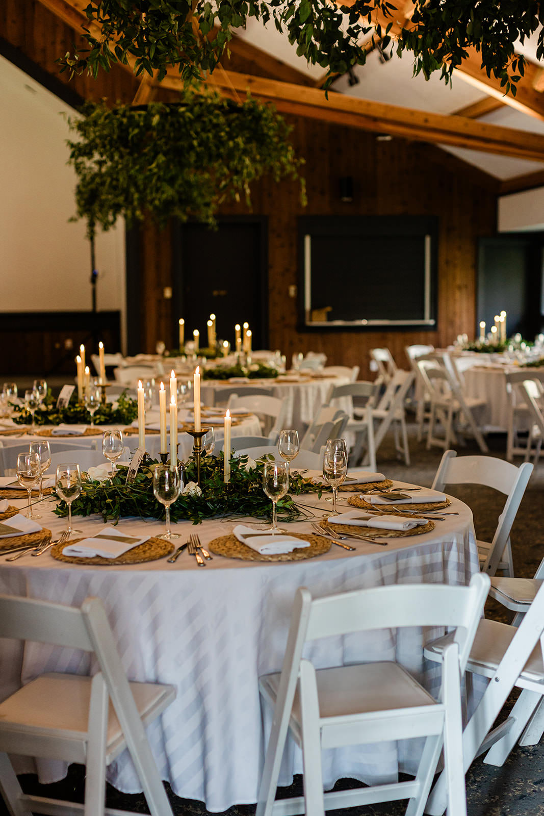Bride and parents walking down the Grand Staircase — flower-lined aisle toward Gull Lake — Tim Larsen Photography, Brainerd Lakes MN