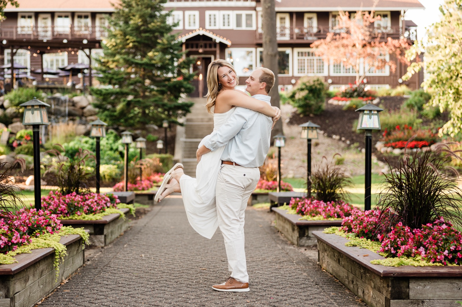 Olivia & Adam — The Flower Walk, the Dock, and the Last Light on Gull Lake — Tim Larsen Photography, Brainerd Lakes MN