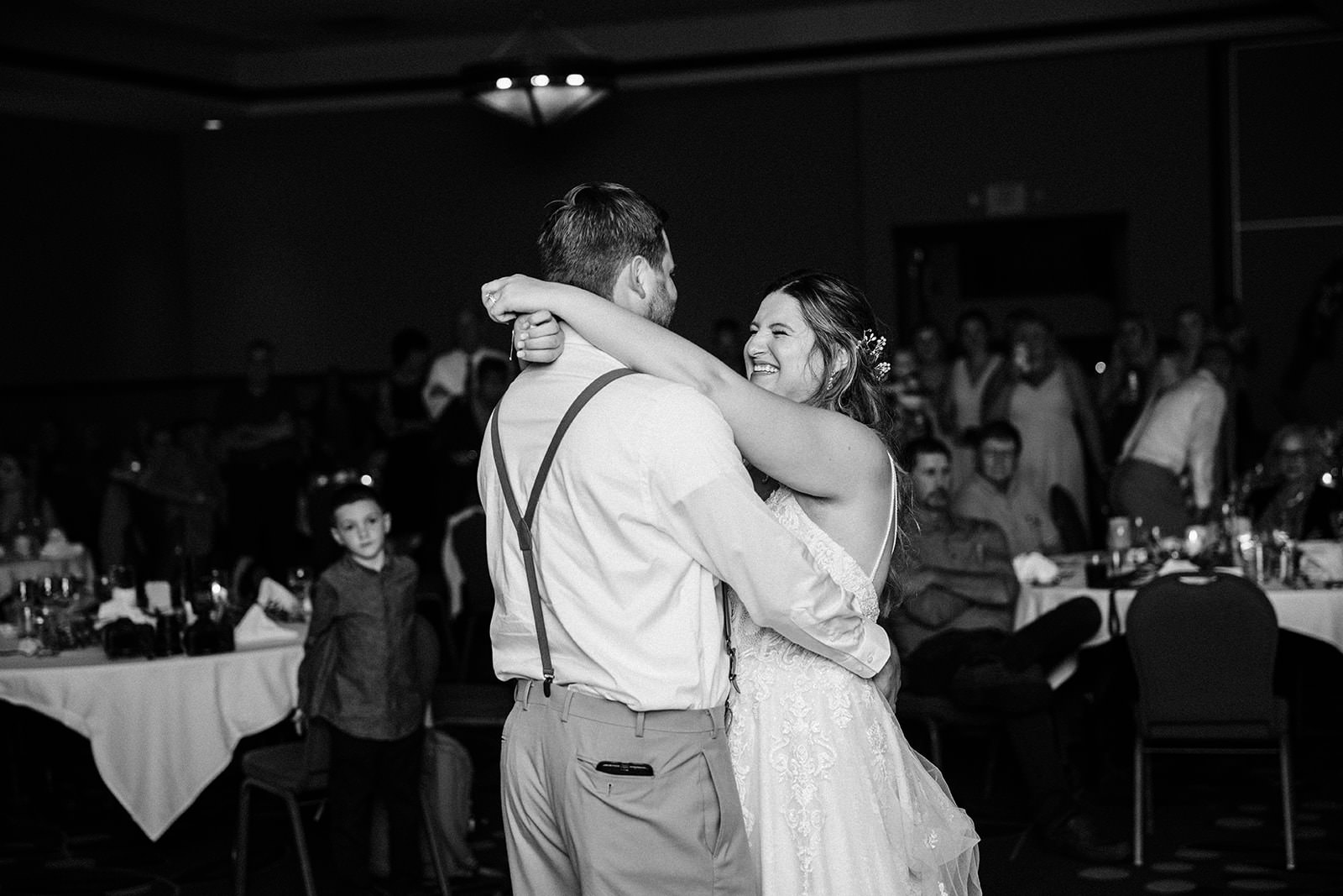 First dance — black and white at Grand View Lodge reception — Tim Larsen Photography, Brainerd Lakes MN